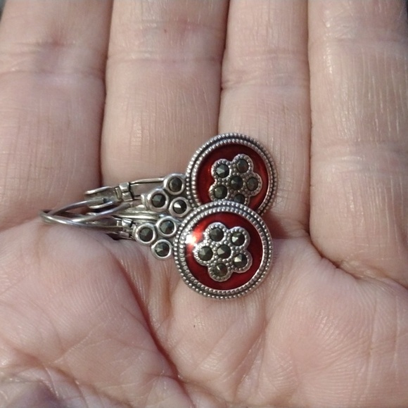 Brighton Red Disc with Crystal flowers - Picture 2 of 3